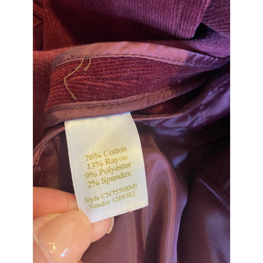 Caslon Womens Burgundy Corduroy Blazer Jacket Elbow Patches Wine Vintage L - Picture 6 of 7